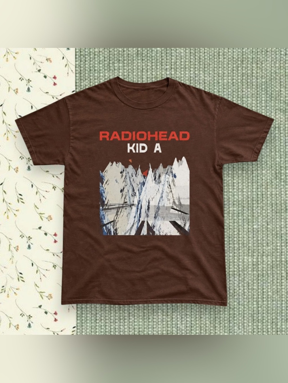 Gildan Radiohead Kid A Graphic T-Shirt Dark Chocolate Brown For Unisex